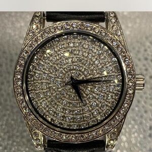 Men’s **^ Silver /  Black Diamond-Encrusted Watch **^